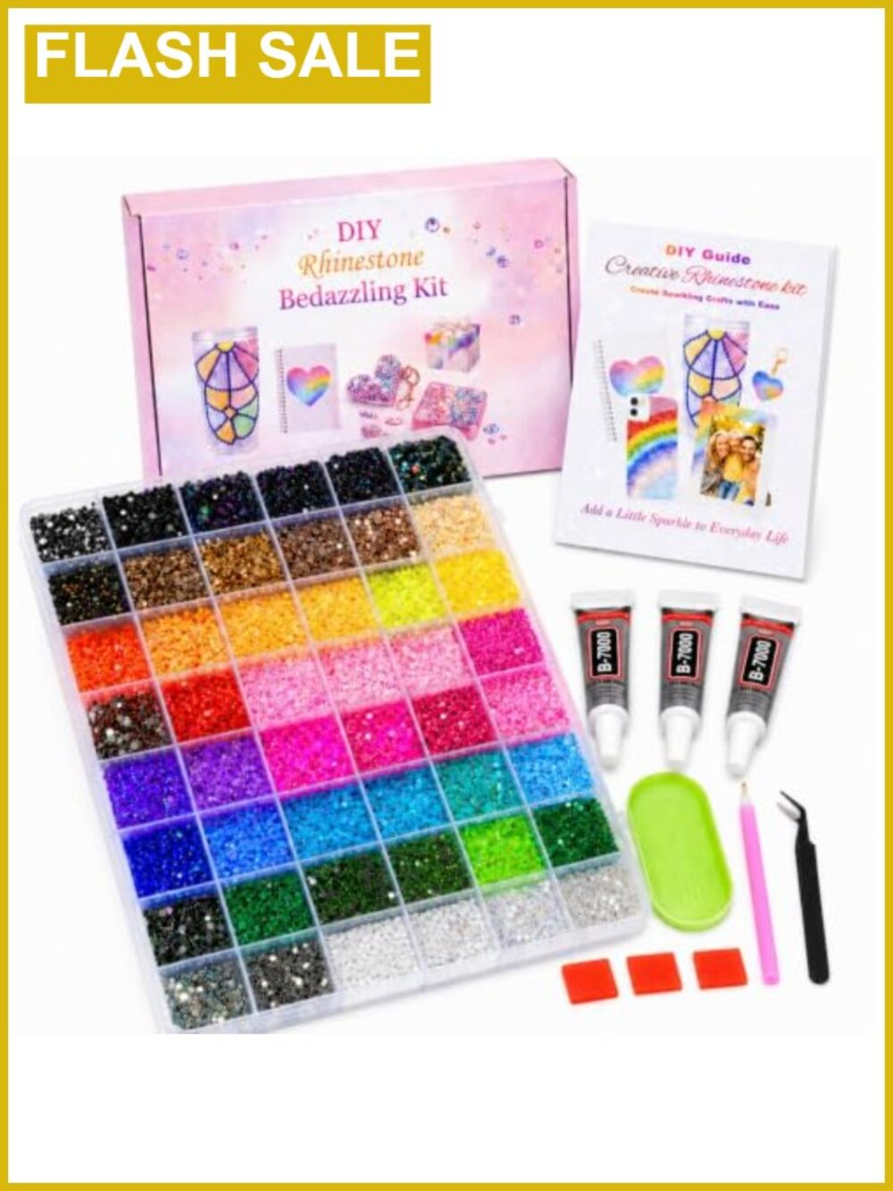 40000pcs Bedazzling Kit Rhinestones B7000 Glue Tweezers Pencils Crafts